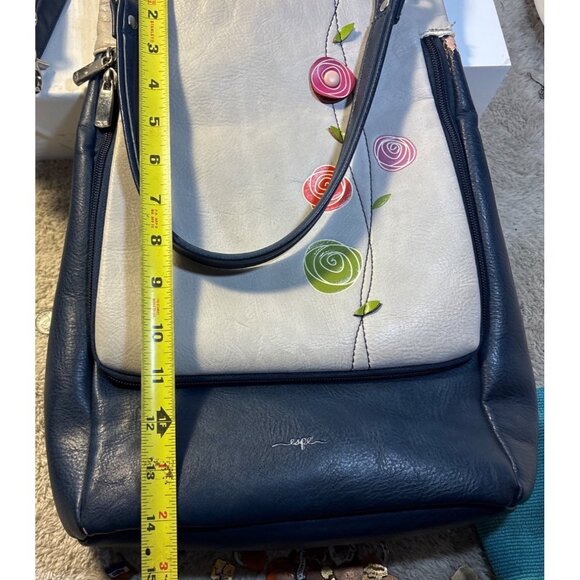 Espe Convertible Crossbody Backpack Purse Vegan Leather Floral Embroidered Zip - Picture 15 of 16